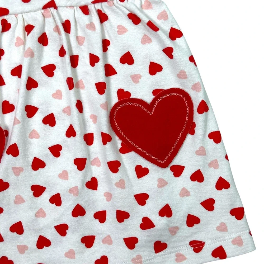 Carter's Bodysuit Dress Baby Girl 12M White Red Heart Valentines Print Sweet